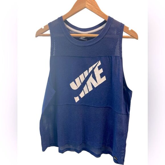 Nike Prep 2 Blue Mesh Athletic Tank Top Size Medium - Picture 1 of 4